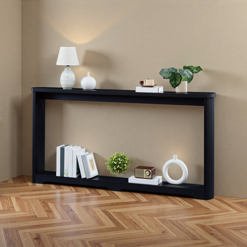 70.1"Corrugated Texture Storage Table For Entranceways, Narrow Wooden Console Sofa Table, Can Be Placed Behind The Sofa, Suitable For Entranceways, Corridors, And Front Door.70.1"L*8.7"W*35.5"H