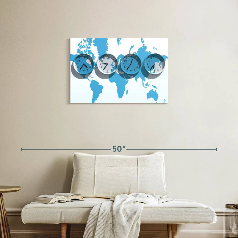 Kerner Time Zones World Map, 20" H x 30" W