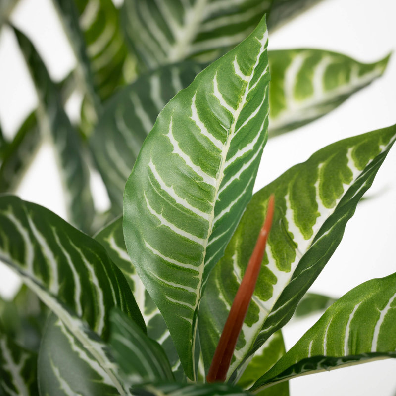Arbre zébré artificiel en pot H 35,5 po; vert