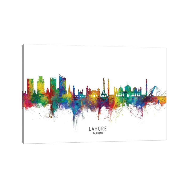 «Lahore Pakistan Skyline», impression sur toile tendue, H 40 po x l 60 po x 1,5 po