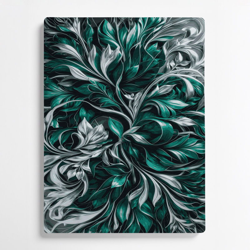 «Abstract Florals 79», art mural en métal bleu, H 12 po x l 18 po