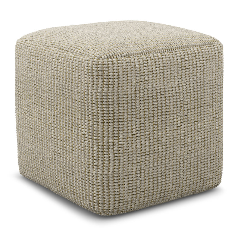 Zelma 18" Square Nude Woven Polyester Pouf