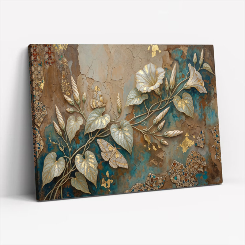 Ensemble de 1 tableau sur toile à texture florale, 24"H x 36"W, Toile tendue