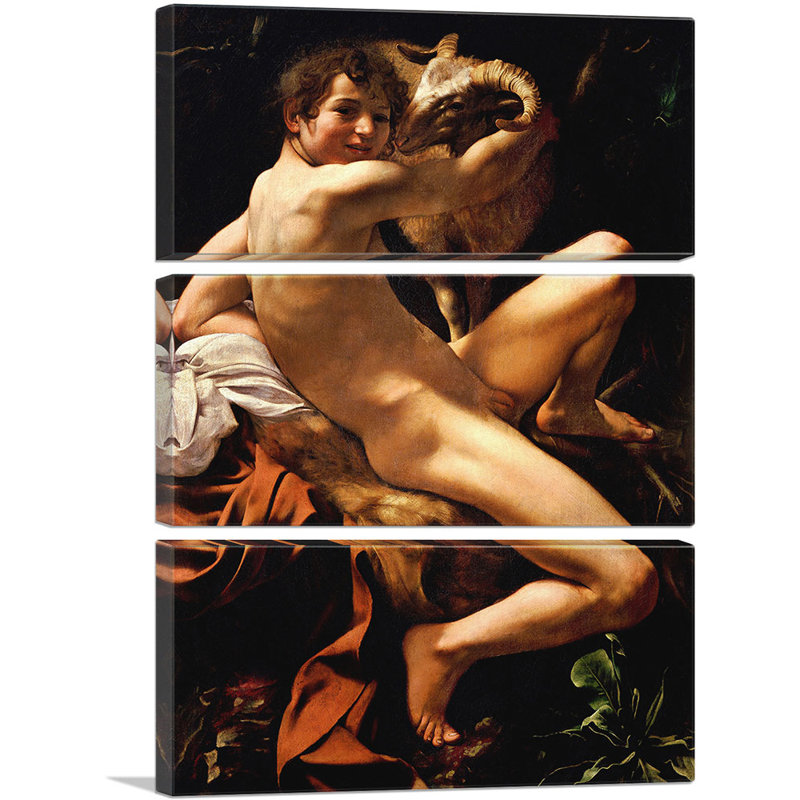 Saint John The Baptist Youth with A Ram 1602 - impression de 3 pièces, H 60 po x l 40 po x P 1,5 po