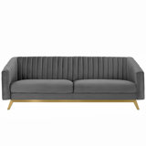Silver Orchid Puffy Vertical Channel Tufted Velvet Loveseat