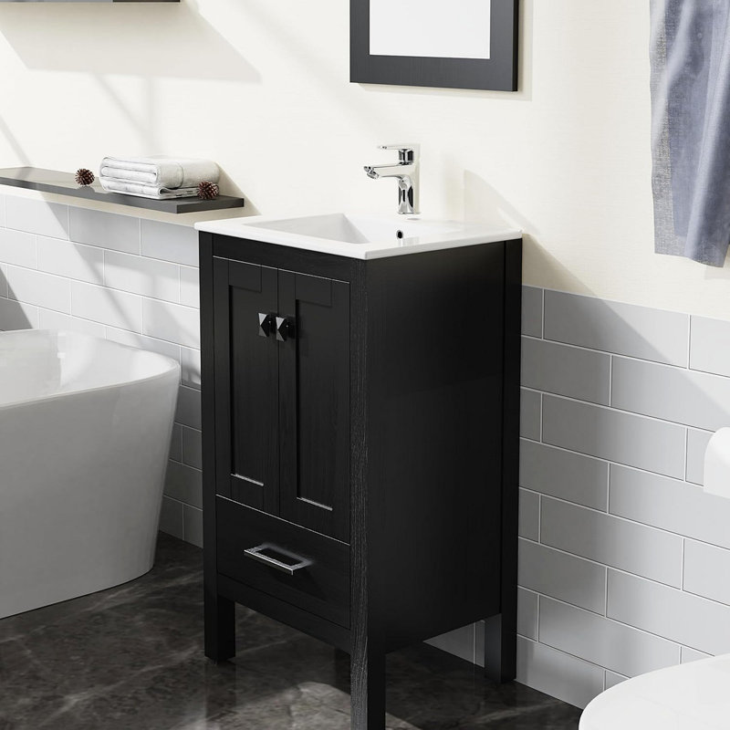 Meuble-lavabo de salle de bain de 20 pouces avec motif ondulé à grain d'eau