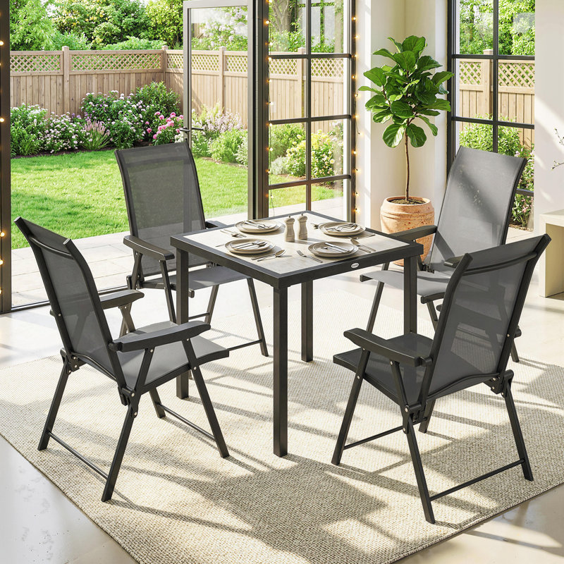 Steel Patio Dining Set Table,