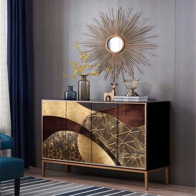 62.99" Black and Gold Solid + Manufactured Wood Fraxinus mandshurica Shoe Storage