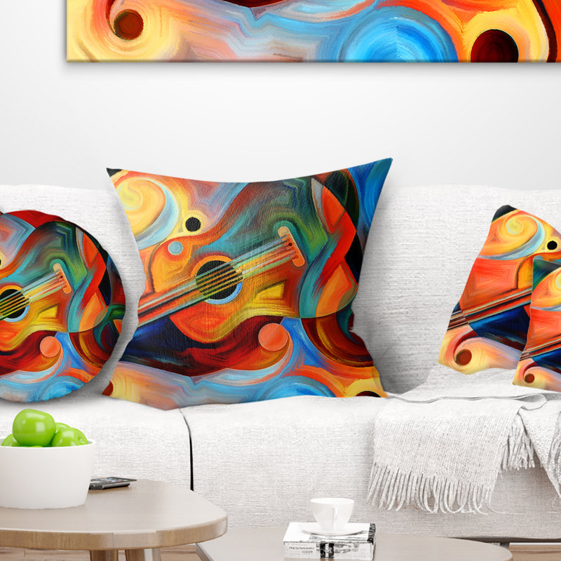 Music and Rhythm - Abstract Printed Pillow, 16" x 16", Square, Polyester