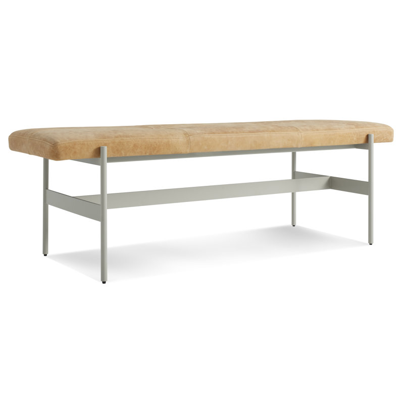 Daybench Leather Dining Bench, Putty, Camel Genuine Leather, 17" H x 55" W x 14" D