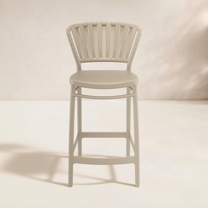 Newport Outdoor Barstool, 25.6", Taupe