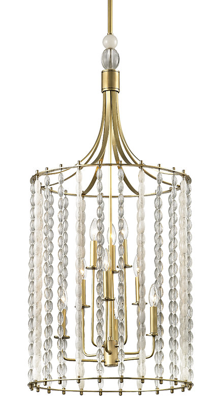 Whitestone 9 - Light Chandelier, Aged Brass