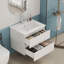 Ensemble de meuble-lavabo 24 po avec lavabo, armoire avec 2 grands tiroirs, système de fermeture en douceur, 2 grands tiroirs, conception sans poignée, assemblage facile, blanc brillant