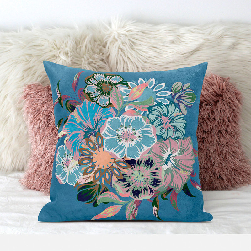 Housse et insert de coussin décoratif en polyester , 18 po x 18 po, Rose/vert