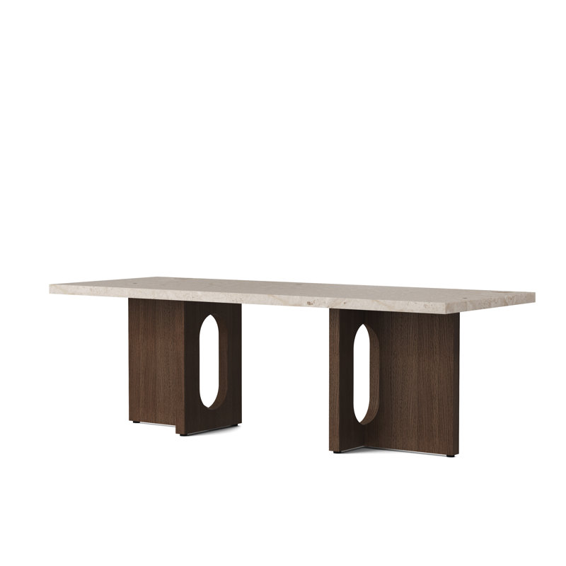 Androgyne Stone Coffee Table, Dark Stained Oak, Kunis Breccia Sand