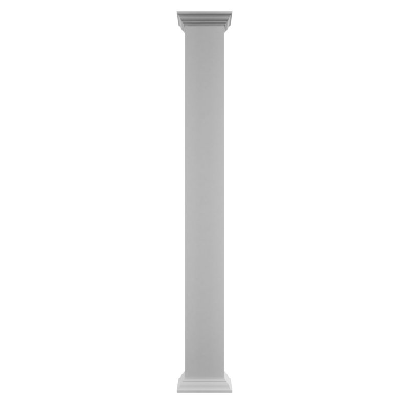 Colonne carrée classique en PVC lisse non effilée Craftsman, base standard et base standard, H 108 po x l 9,63 po