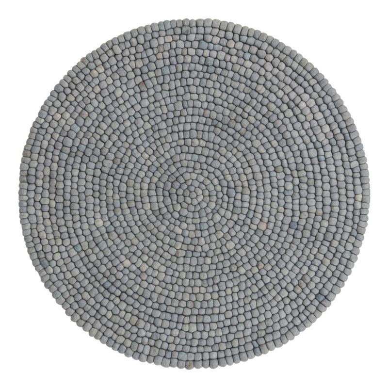 Tapis gris en laine Gregorey, Rond 5 pi
