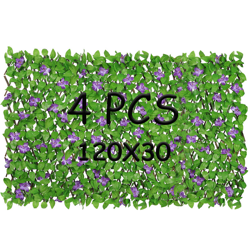 Panneau de clôture extensible Faux lvy, Vert / mauve