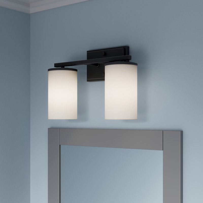 Verlana 14" 2-Light Vanity - Matte Black, 14" Width, Matte Black, 2 Lights