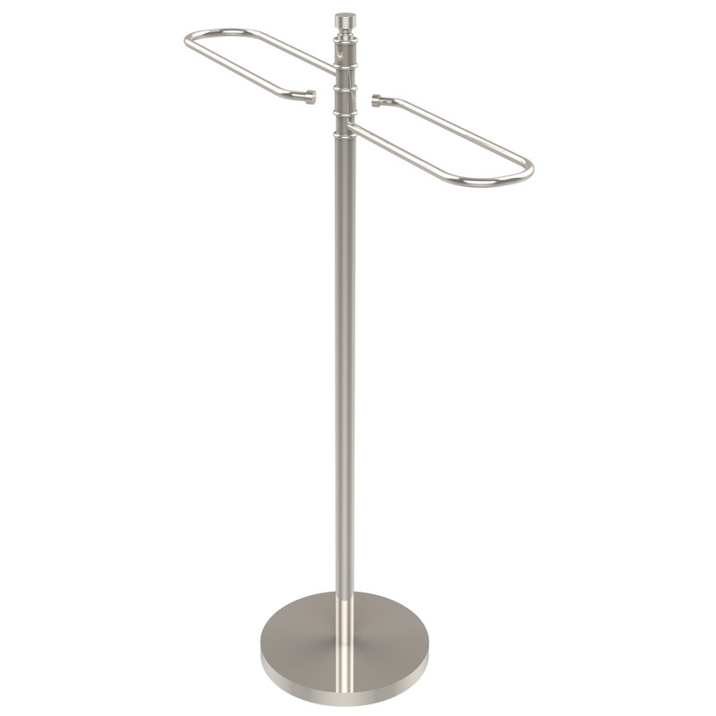 Porte-serviettes sur pied contemporain, Nickel poli