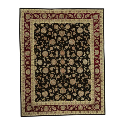 Tapis jaune, orange et rouge noué à la main de haute qualité