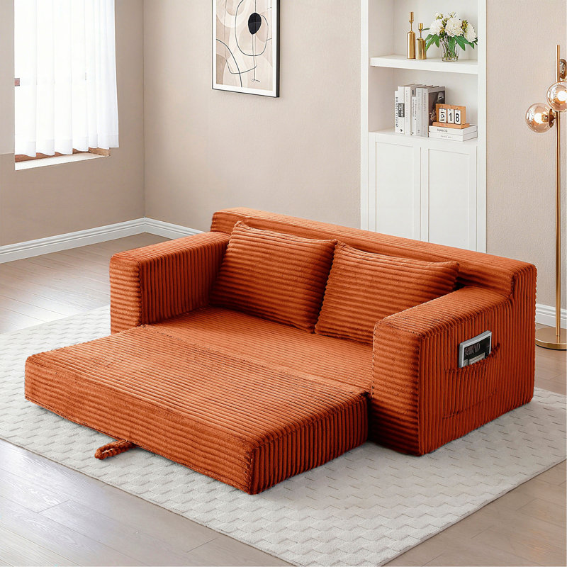 Canapé-lit à mémoire de forme en mousse, lit convertible 2 en 1 pliant, sans assemblage, Orange