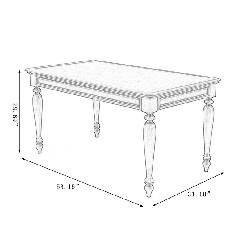 Nut-brown Rectangular Solid Manufactured Wood Dining Table, 29.69"H x 53.15"L x 31.1"W