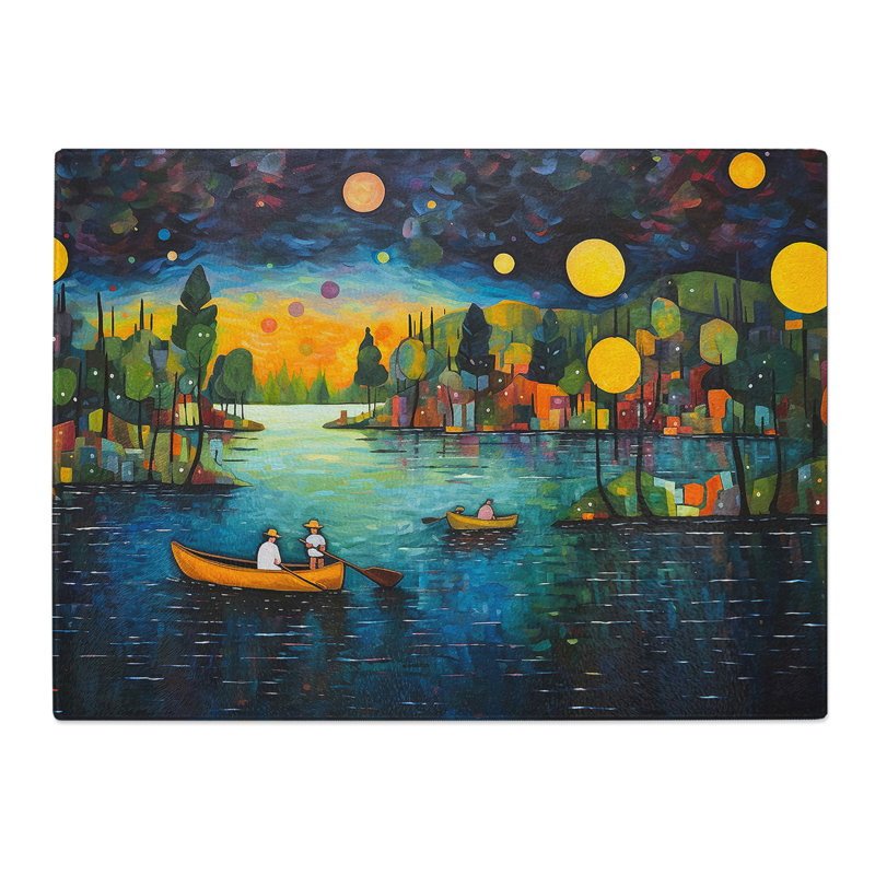 Lake Action  Glass Chopping Board
