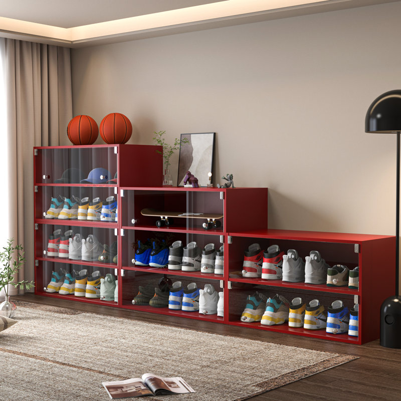 Armoire de rangement pour chaussures en verre, Rouge
