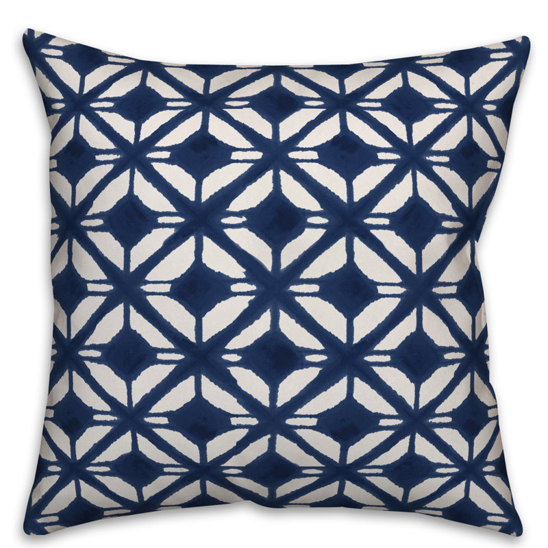  Coussin Diamond, 16 po x 1 po, Bleu marine, Polyester / bourre en polyester