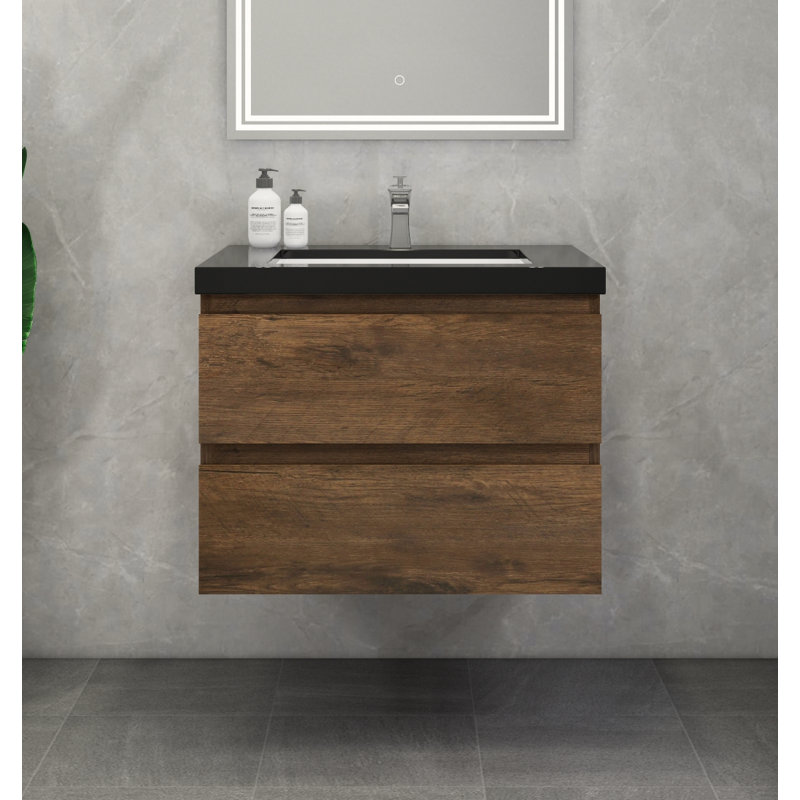 McConnico 29.5'' Single Bathroom Vanity with Acrylic Top, Rose Wood