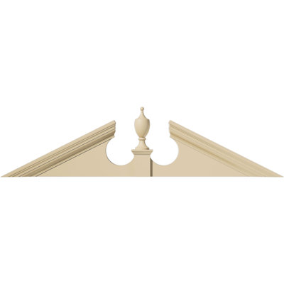 52"W x 13"H x 3"P (Pitch 6/12) Acorn Signature Urethane Pediment (Acorn Ships Unattached in Box), Primed Tan
