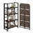 4-Tier Folding Bookshelf with Easy Assembly, Space-Saving Storage Shelf for Small Spaces, Rustic Display Rack for Home or Office