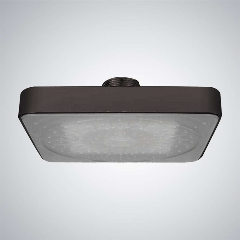Pomme de douche carrée en bronze huilé BathSelect - Indicateur de température changeant de couleur