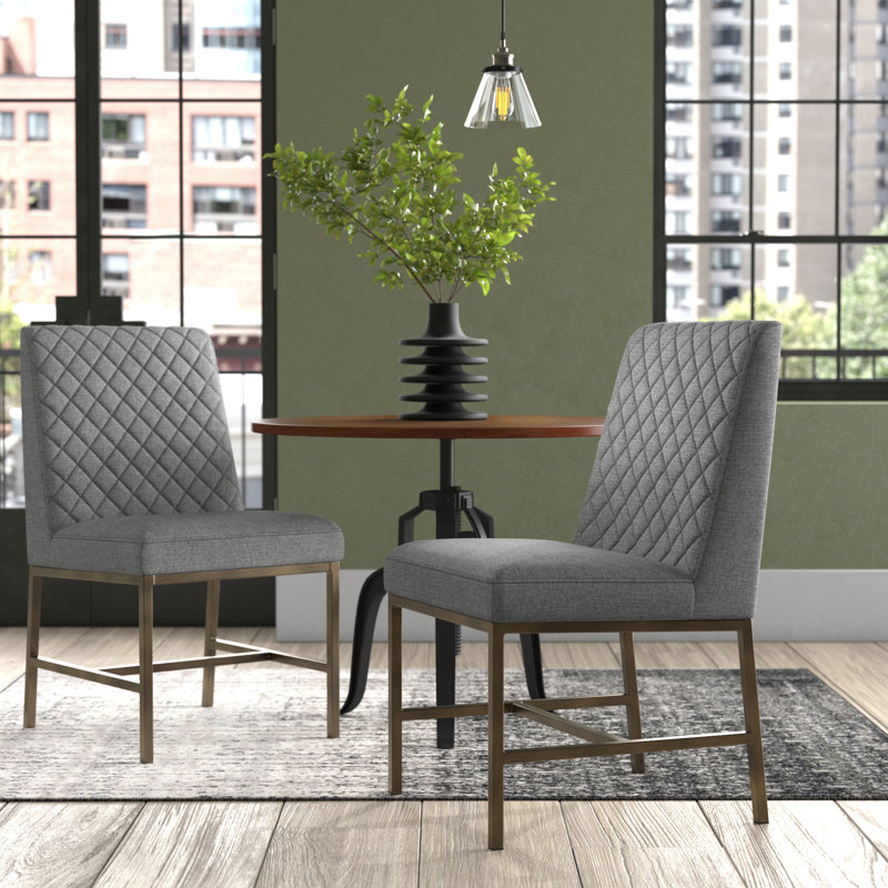 Otho Upholstered Side Chair - Grey, Dark Gray Performance Basketweave
