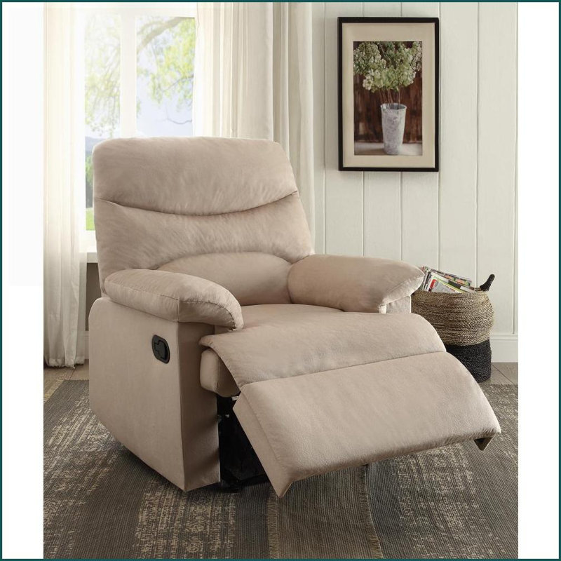 Fauteuils inclinables, fauteuil inclinable moderne en tissu tissé beige | Dégagement du mur de 3 pouces | Poignée de verrouillage externe
