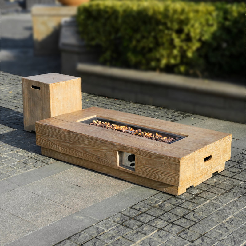 Falon Rectangle Concrete Propane Smokeless Fire Pit Table