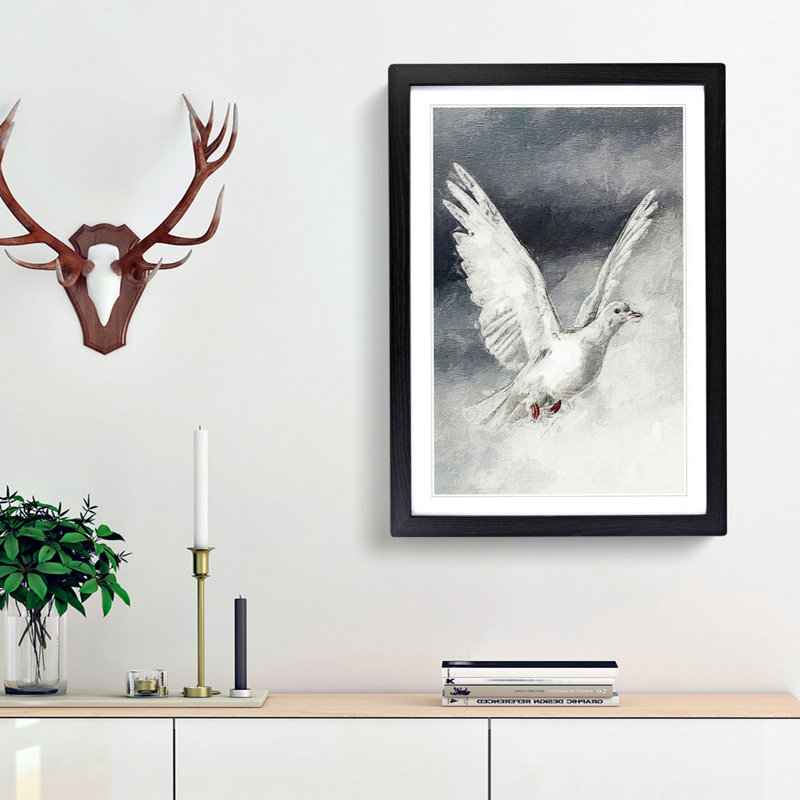 Flying Dove - Framed Print, Black Framed, 48cm H x 36cm W x 2cm D