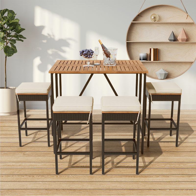 4 - Person Patio Dining Set with Extendable Rectangular Table , Cushions Included