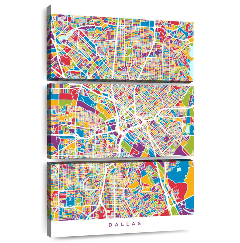 Aliaz Dallas Texas City Map IV, 50" H x 32" W