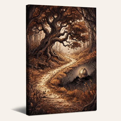 «Autumn Forest Path and Observer Dome», art mural sur toile