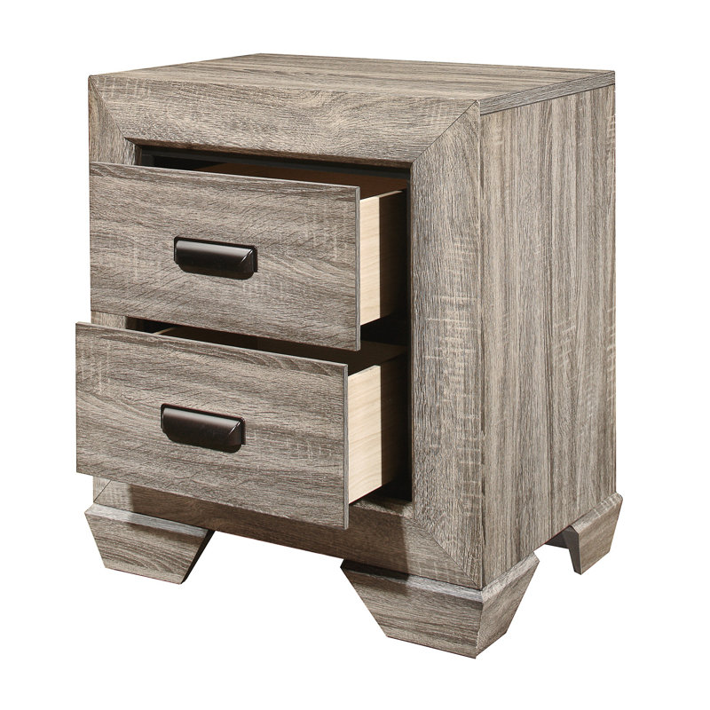 Table de chevet 2 tiroirs Henry, Natural