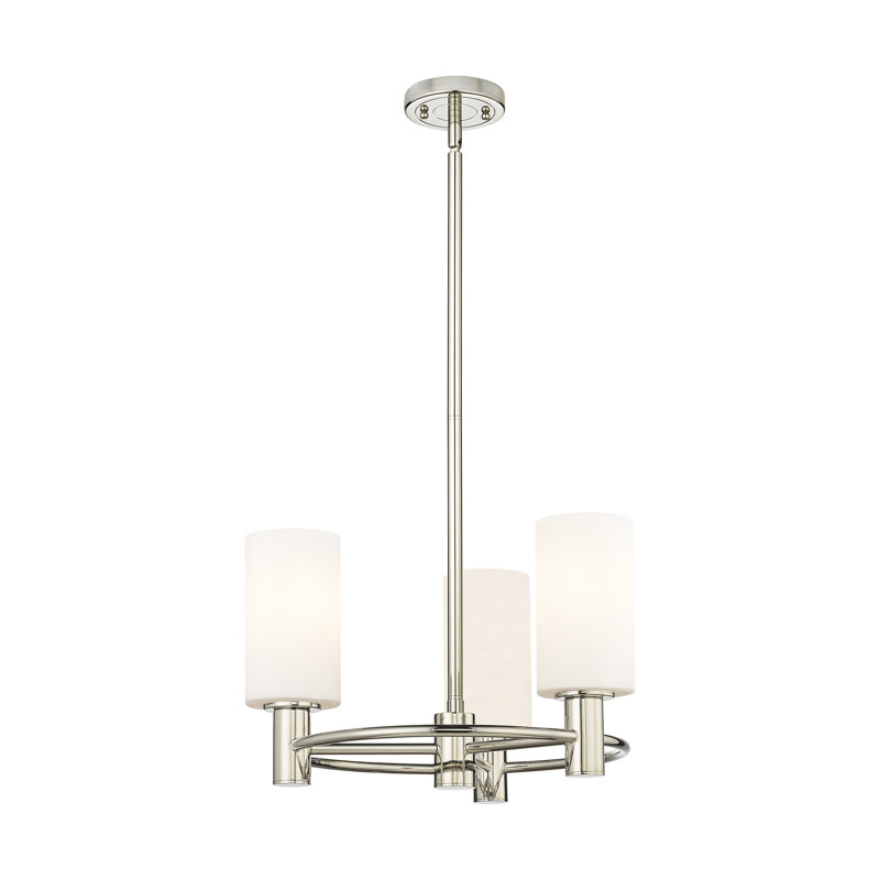 Luminaire suspendu 3 tiges Crown Point, H 10,38 po x l 18 po x P 18 po, Blanc mat, Nickel poli
