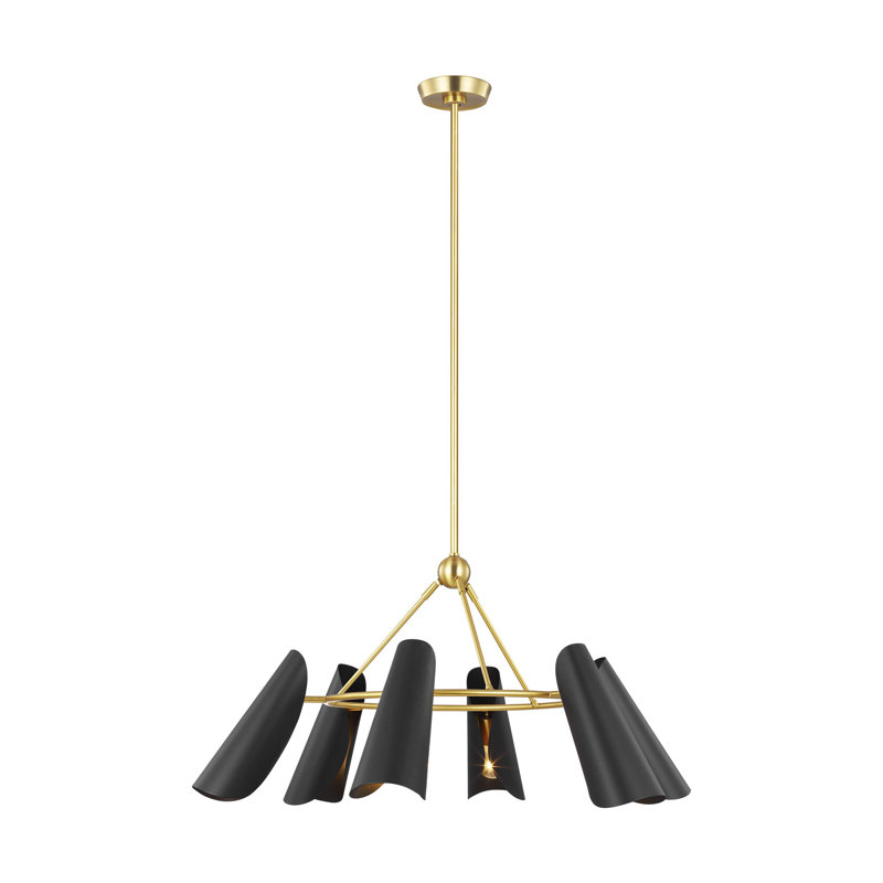 Lustre à six lumières Earley par AERIN, Noir minuit / laiton bruni
