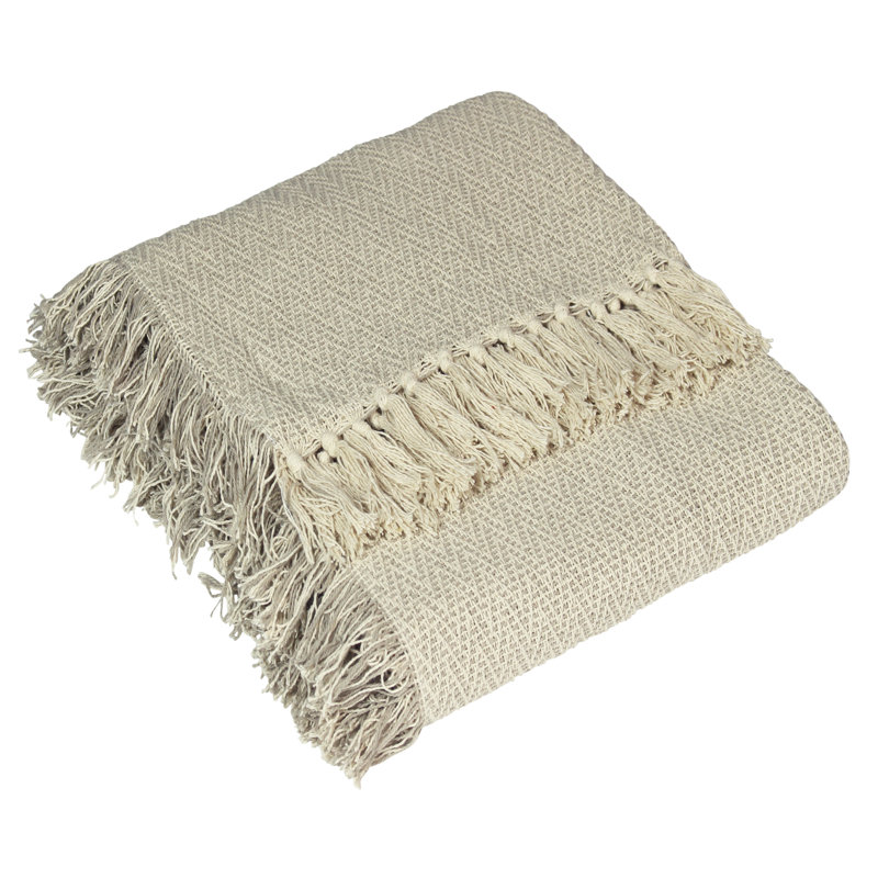 Jasper Cotton Chevron / Zig Zag Blanket/Throw, Feather