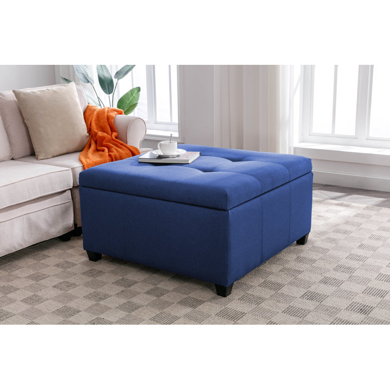 Agilbert Fabric Upholstered Storage Ottoman, Blue