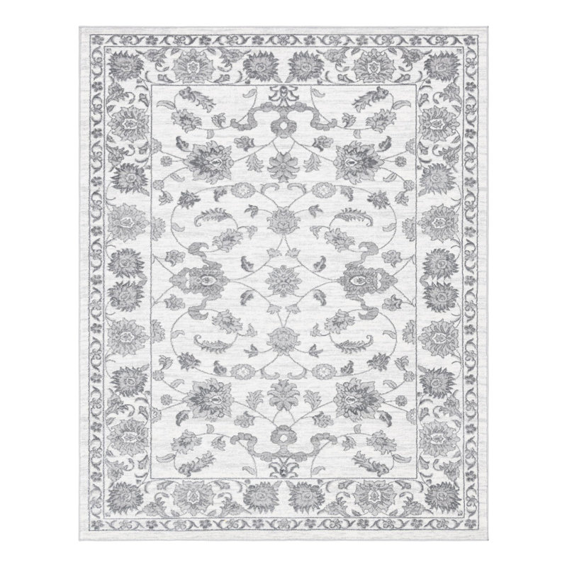 Musselman Rug, Rectangle 7'10" x 10', White Gray