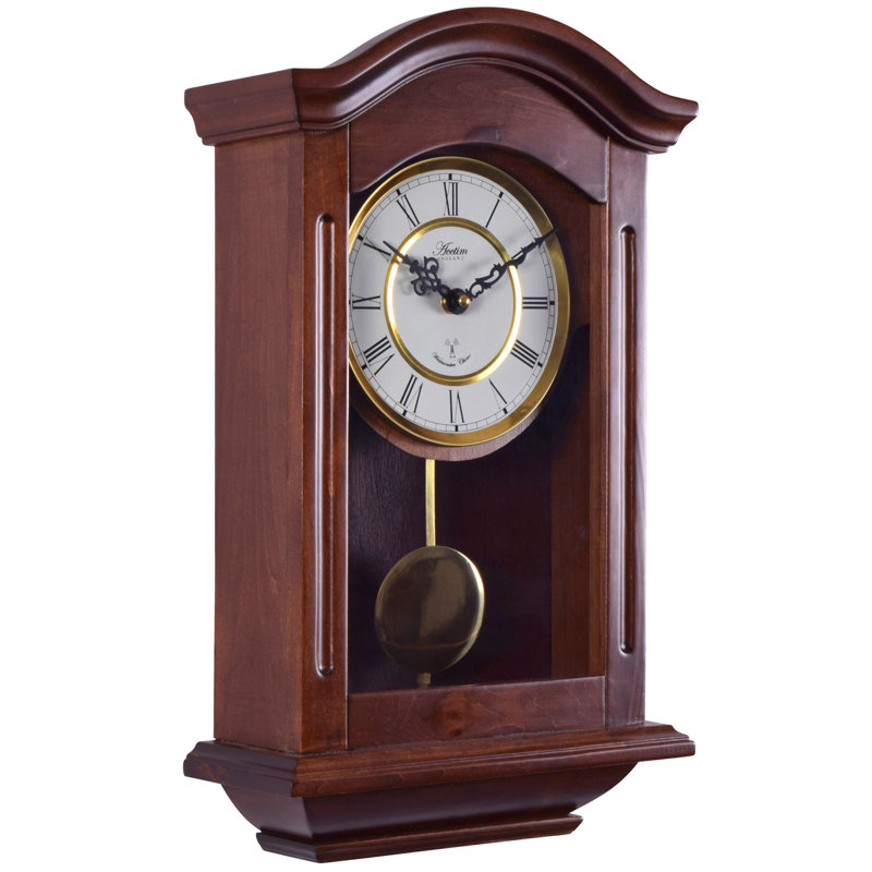 Acctim Thorncroft Pendulum Wall Clock Radio Controlled Hourly Westminster Chime Carved Dark Wood