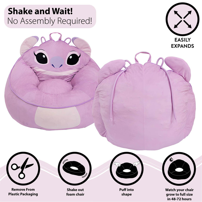 Disney Angel Kids Foam Filled Bean Bag Chair, Decorative Lounge Chair for Kids