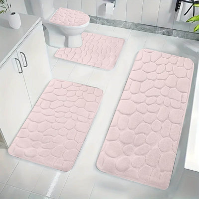 pad  pad Bathroom Rug Set Of 4Memory Foam Bath Mat Toilet Mat Soft Absorbent Thick Rug Non-Slip Backing Washable